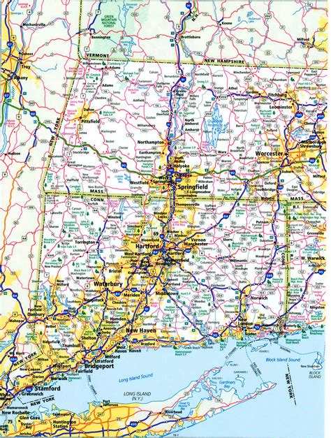 Connecticut interstate highways map I-84 I-91 I-95 road map state ...