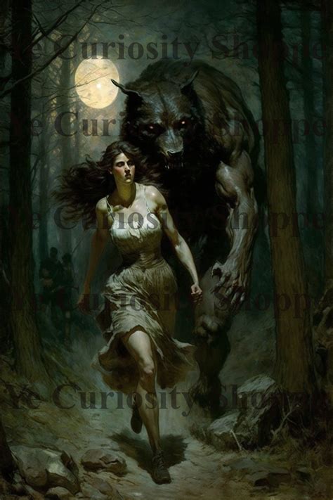 She-wolf Werewolf Digital Portrait Poster Art Print Wall - Etsy