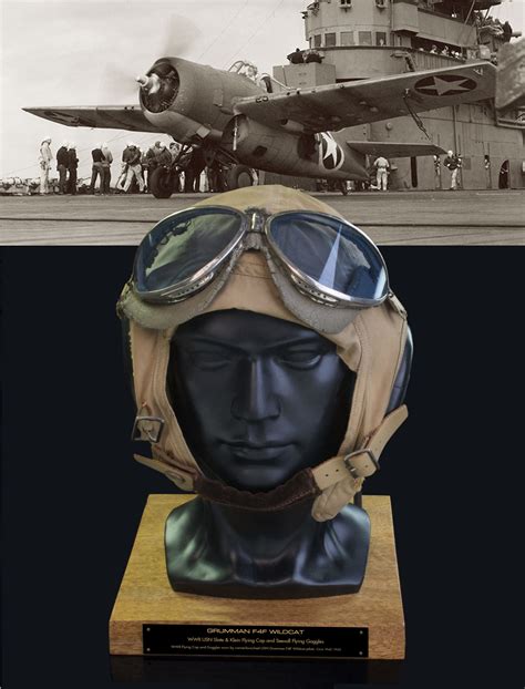 GRUMMAN F4F WILDCAT WWII USN SLOTE & KLEIN AN-48440-1 FLYING HELMET ...