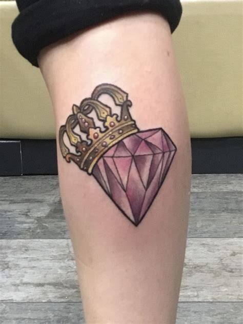 Neotraditional diamond crown tattoo .fusion ink king queen girly tattoo ...