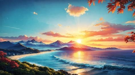 2460x1400 Resolution Sun Rising over Mountains Beach HD Photography ...