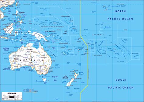 Large detailed roads map of Australia and Oceania with all capitals ...