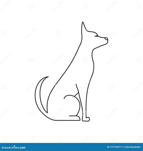 Dog Sitting Side View Drawing