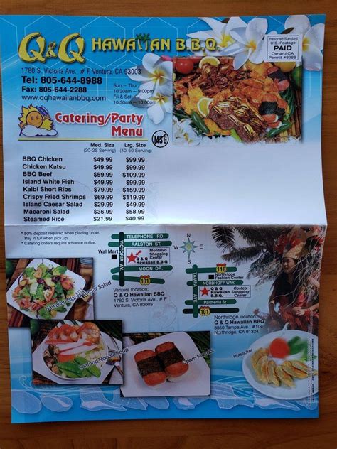 Menu at Q & Q Hawaiian B.B.Q. BBQ, Ventura