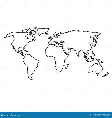 Black Abstract Outline of World Map Stock Vector - Illustration of asia ...