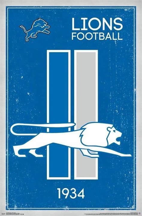 Detroit Lions Founded 1934 Logo 22X34Vposter Nfl National Football ...