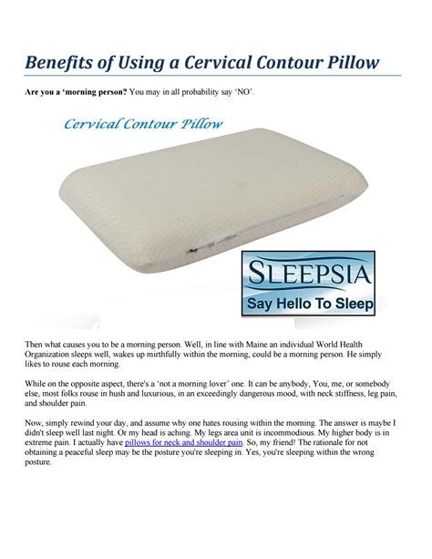 Benefits of Using a Cervical Contour Pillow by rossflynn483 - Issuu