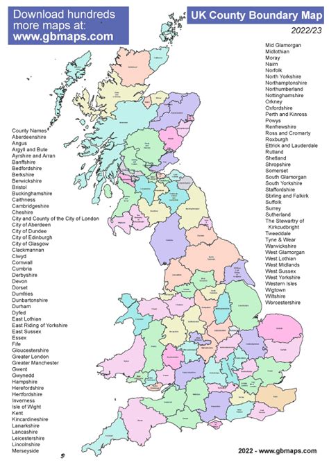 UK Counties Map Printable