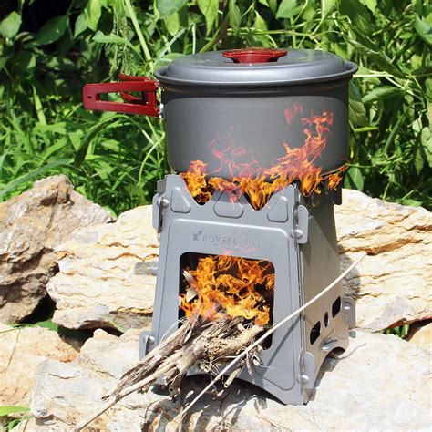 Camping Wood Stove Portable Folding Lightweight Titanium Wood Burning ...