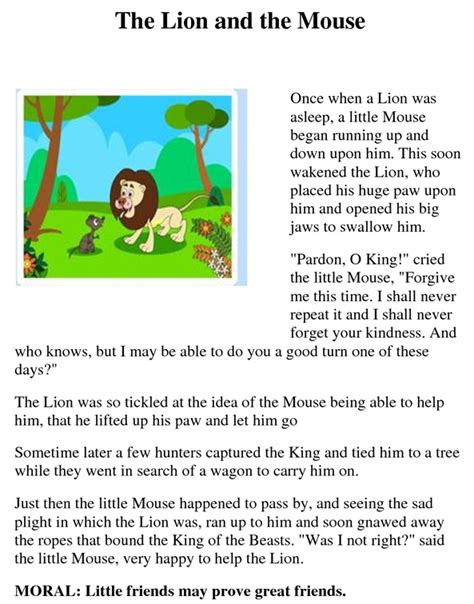 Patamata Praneel: THE LION AND THE MOUSE - CHILDRENS MORAL STORY IN ENGLISH