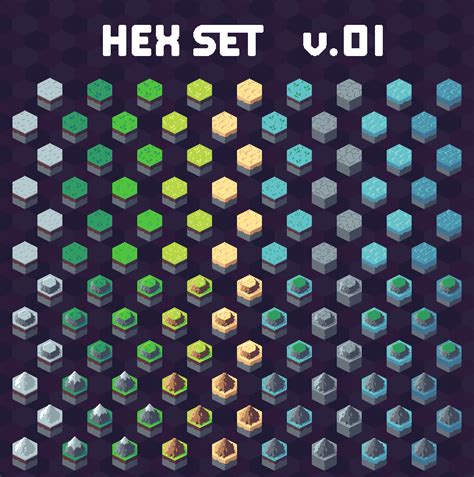 Hexset v.01.1 - Hex pixel art terrain tileset | OpenGameArt.org