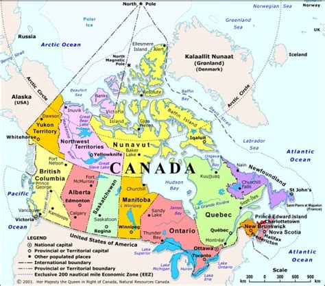 Map of Canada with Provincial Capitals