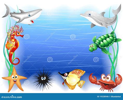 Sea Animals Cartoon Background Stock Vector - Image: 19338946