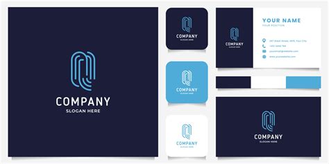 Simple and Minimalist Line Art Letter Q Logo with Business Card ...