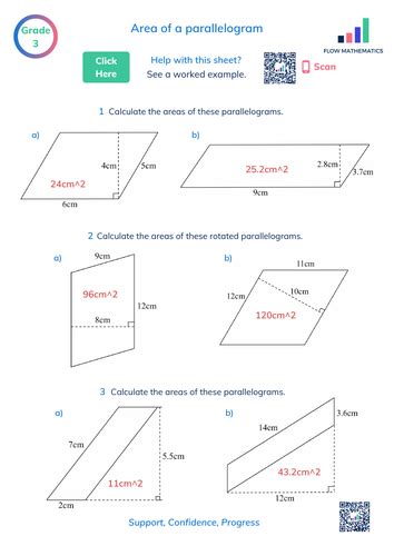 Area of a parallelogram worksheet | Teaching Resources