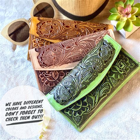 Green leather wallets for women - Tooled leather wallet - western style ...