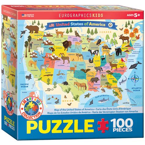 Illustrated Map of the United States of America Puzzle - 100 pieces ...