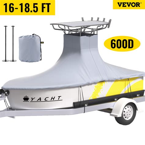 VEVOR T-Top Boat Cover, Fit for 16'-18.5' Boat, Heavy Duty 600D Marine ...