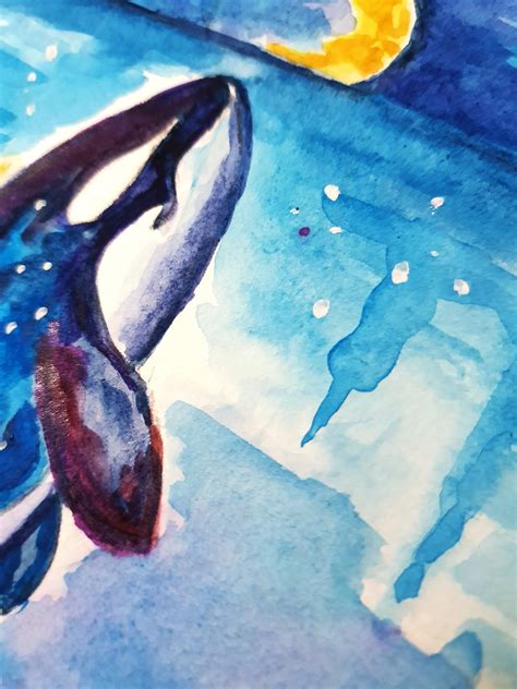 Orca whale watercolor painting Whale original watercolor art | Etsy