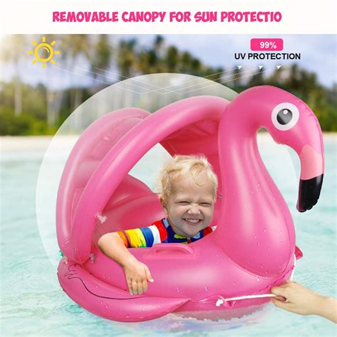 Meland Baby Pool Float with Canopy - Flamingo Inflatable Swimming Pool ...