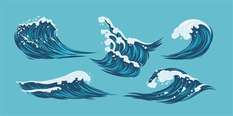 Sea wave,ocean vector flat design illustration.Isolated water splash ...