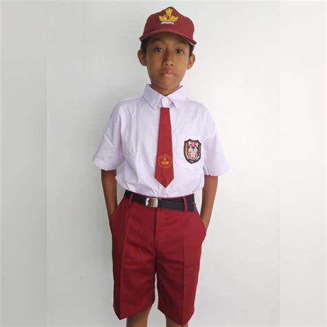 Baju Seragam Sekolah SD Pendek Putra Lengkap Topi Dasi | Lazada Indonesia