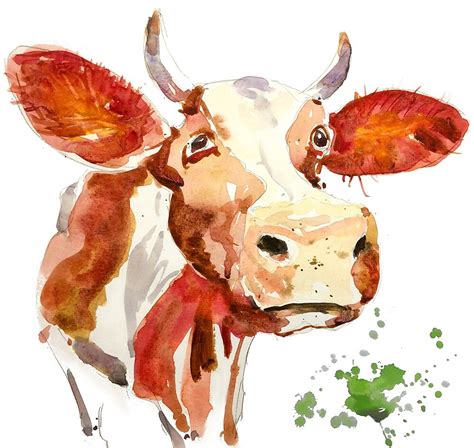 "Watercolor Cow Painting - Attitude" by tallbridgeguy | Redbubble