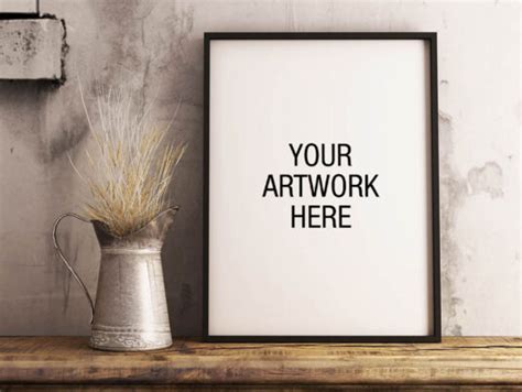 Framed Vintage Poster Mockup - Mockup World