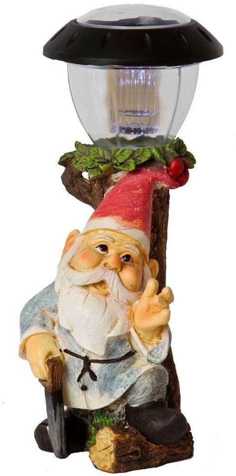 Solar Garden Gnomes with Saw LED Light | Gnome garden, Solar light ...