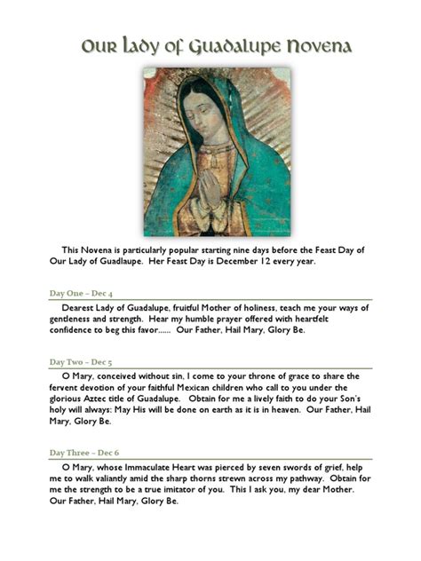 Our Lady of Guadalupe Novena | PDF | Mary, Mother Of Jesus | Lord's Prayer