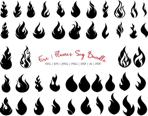 Visual Arts Collage Flame Files for Cricut Fire Clipart Flame Clipart ...