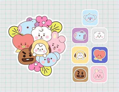 Premium Vector | Stickers de los personaje bt21