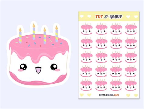 Birthday Cupcake sticker sheet Kawaii journal stickers Paper & Party ...