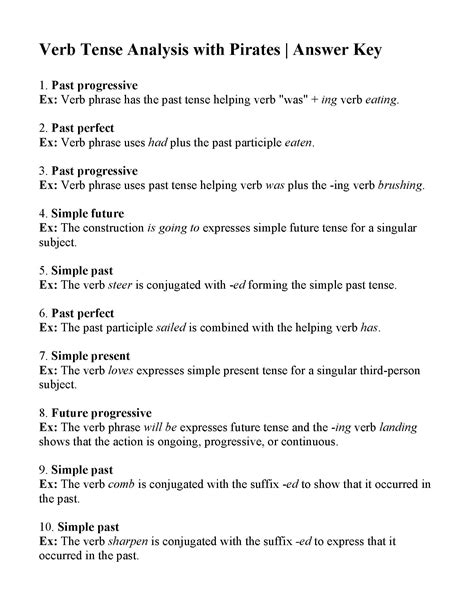 Verbs Tense Analysis | Answers