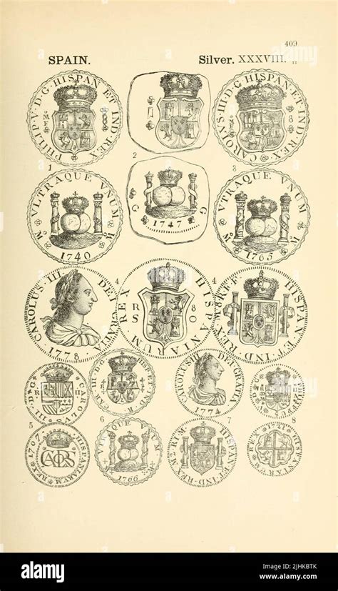 Spanish Silver Coins from the book Illustrated encyclopaedia of gold ...