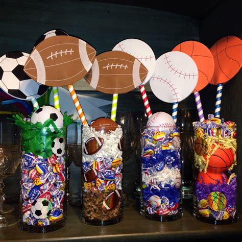 Sports Theme Centerpiece's | Sports baby shower theme, Sports baby ...