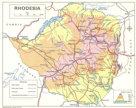 Rhodesia map - Physical - Altitude - 1973 | Rhodesiana | Pinterest ...