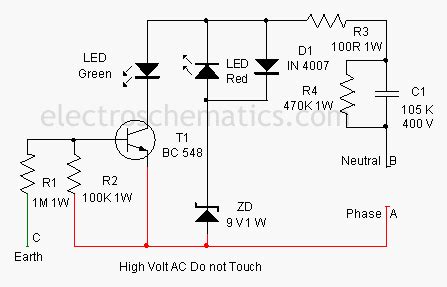 Earth Fault Indicator Circuit - ElectroSchematics.com