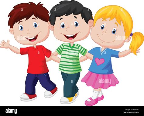 Happy children walking together Stock Vector Image & Art - Alamy