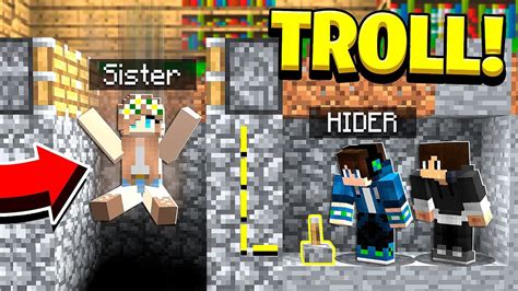 TROLLING MY LITTLE SISTER IN HIDE AND SEEK in Minecraft! - YouTube