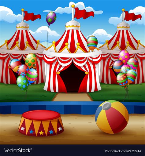 Cartoon circus arena with tents background Vector Image