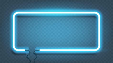 Neon rectangle lamp wall sign isolated. Vector blue power glowing bulb ...