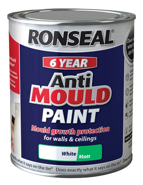 Ronseal Problem wall paints White Matt Anti-mould paint 750 ml ...