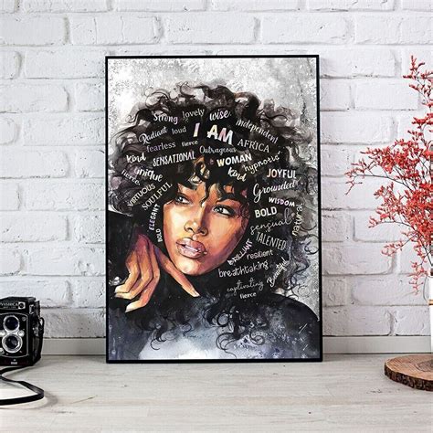 Canvas Wall Art African American Black Woman Art Print Poster Canvas ...