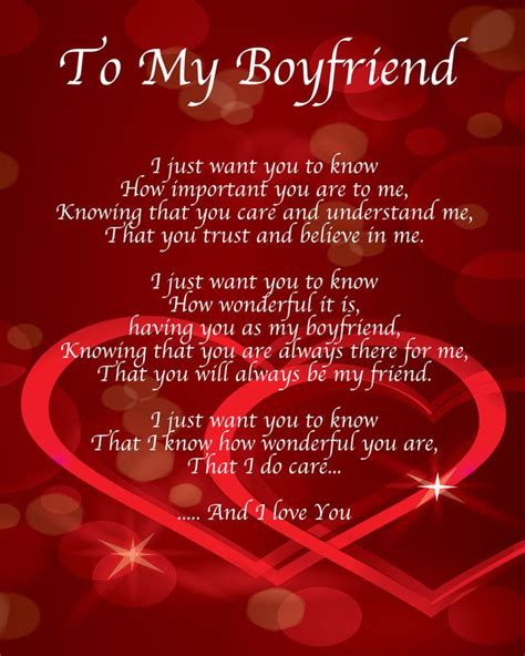 To My Boyfriend Poem Birthday Valentines Day Gift Present | Birthday ...