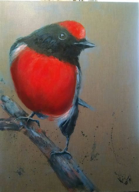 "Red Robin" $720 size 100cm x 76cm - SOLD - Kylie van Tol