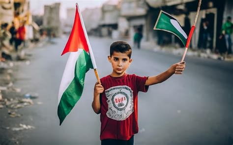 Premium AI Image | palestinian kid girl holding Free Palestine flag in ...