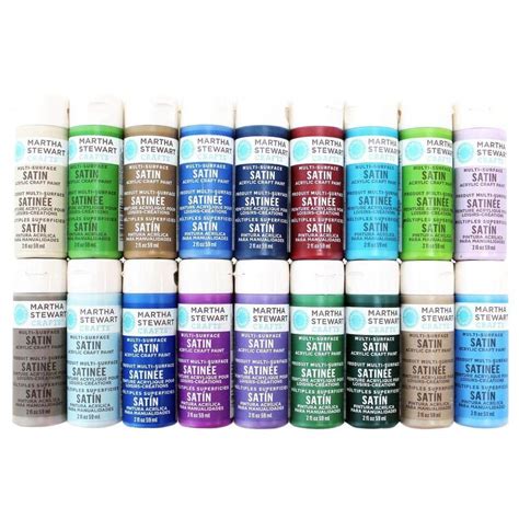 Martha Stewart Crafts 2 oz. 18-Color Multi-Surface Satin Acrylic Craft ...