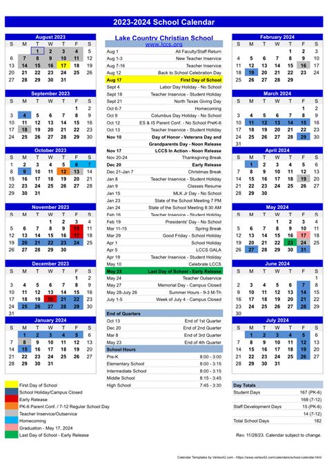 Calendar - Lake Country Christian School