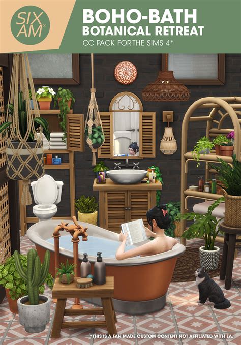 Boho-Bath Botanical Retreat (CC Pack for The Sims 4) - Sixam CC